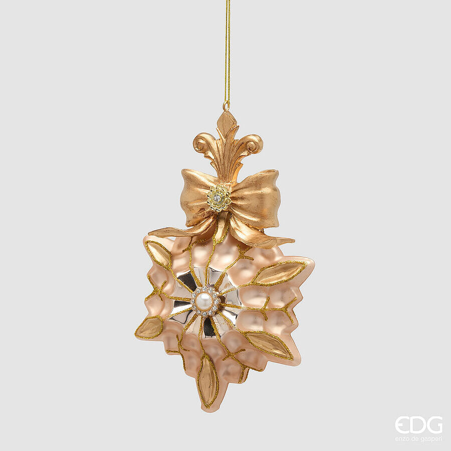 EDG Enzo De Gasperi Stella di Natale H17,5 Ø12 cm Oro – Addobbo per Albero di Natale