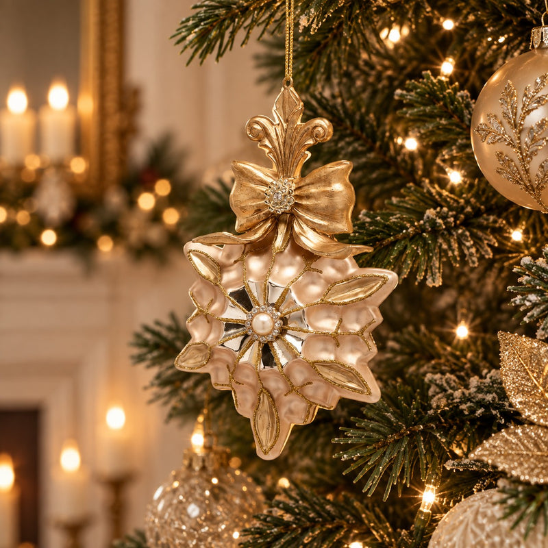 EDG Enzo De Gasperi Stella di Natale H17,5 Ø12 cm Oro – Addobbo per Albero di Natale