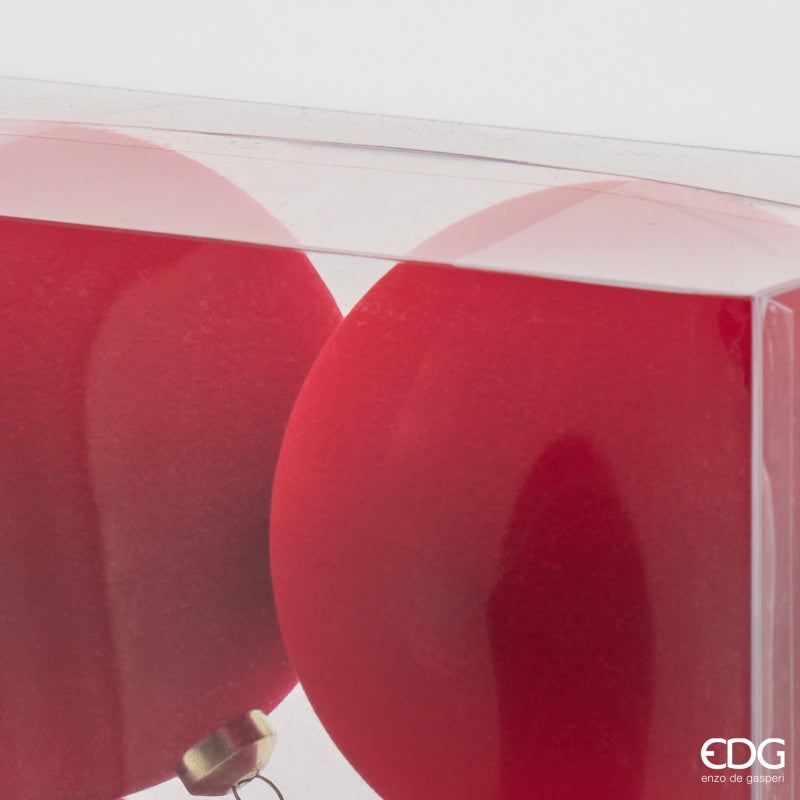 EDG Enzo De Gasperi Palline di Natale in Velluto Rosso Ø10 cm – Set 6 Pezzi