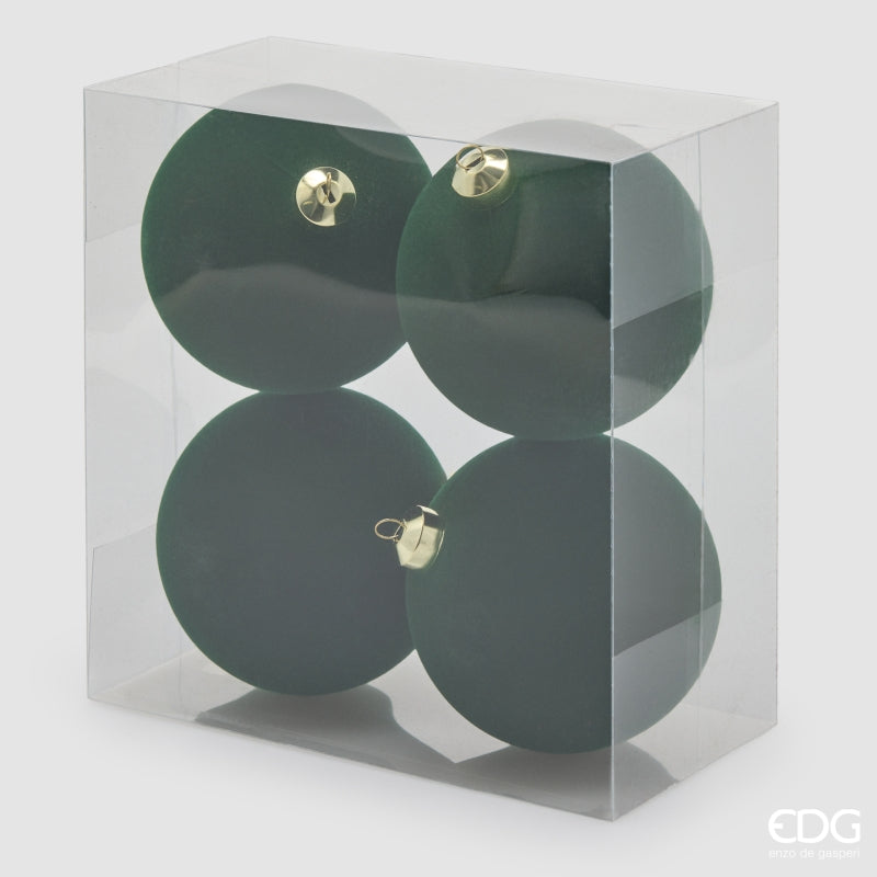 EDG Enzo De Gasperi Palline di Natale in Velluto Dark Green Ø12 cm – Set 4 Pezzi