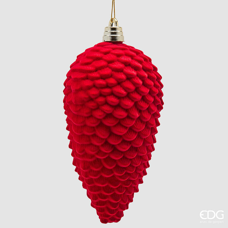 EDG Enzo De Gasperi Pigna in Velluto Rossa H25 cm – Addobbo di Natale
