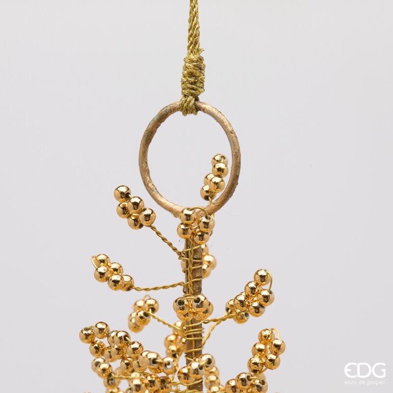 EDG Enzo De Gasperi Pino Natalizio con Perline H26 Ø14 cm Oro – Addobbo di Natale
