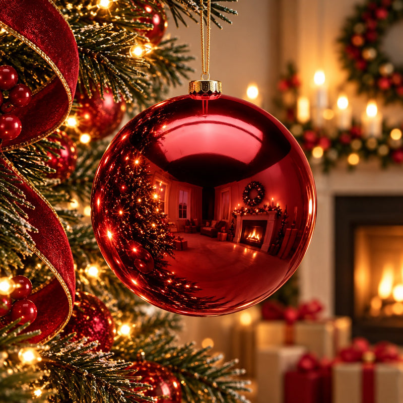 EDG Enzo De Gasperi Pallina di Natale Lucida Burgundy Ø25 cm – Addobbo Natalizio