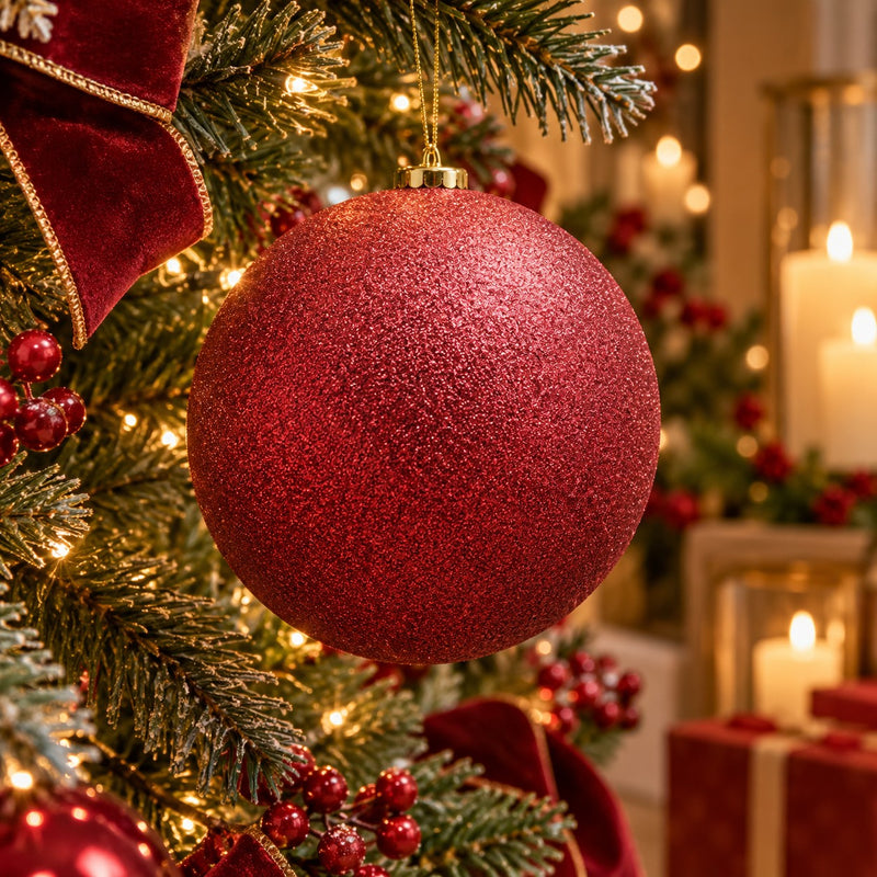 EDG Enzo De Gasperi Palla di Natale Glitter Burgundy Ø25 cm – Addobbo Natalizio