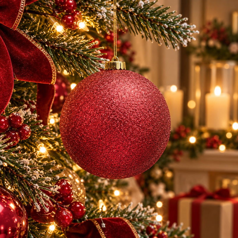 EDG Enzo De Gasperi Pallina di Natale Glitter Burgundy Ø15 cm – Addobbo Natalizio