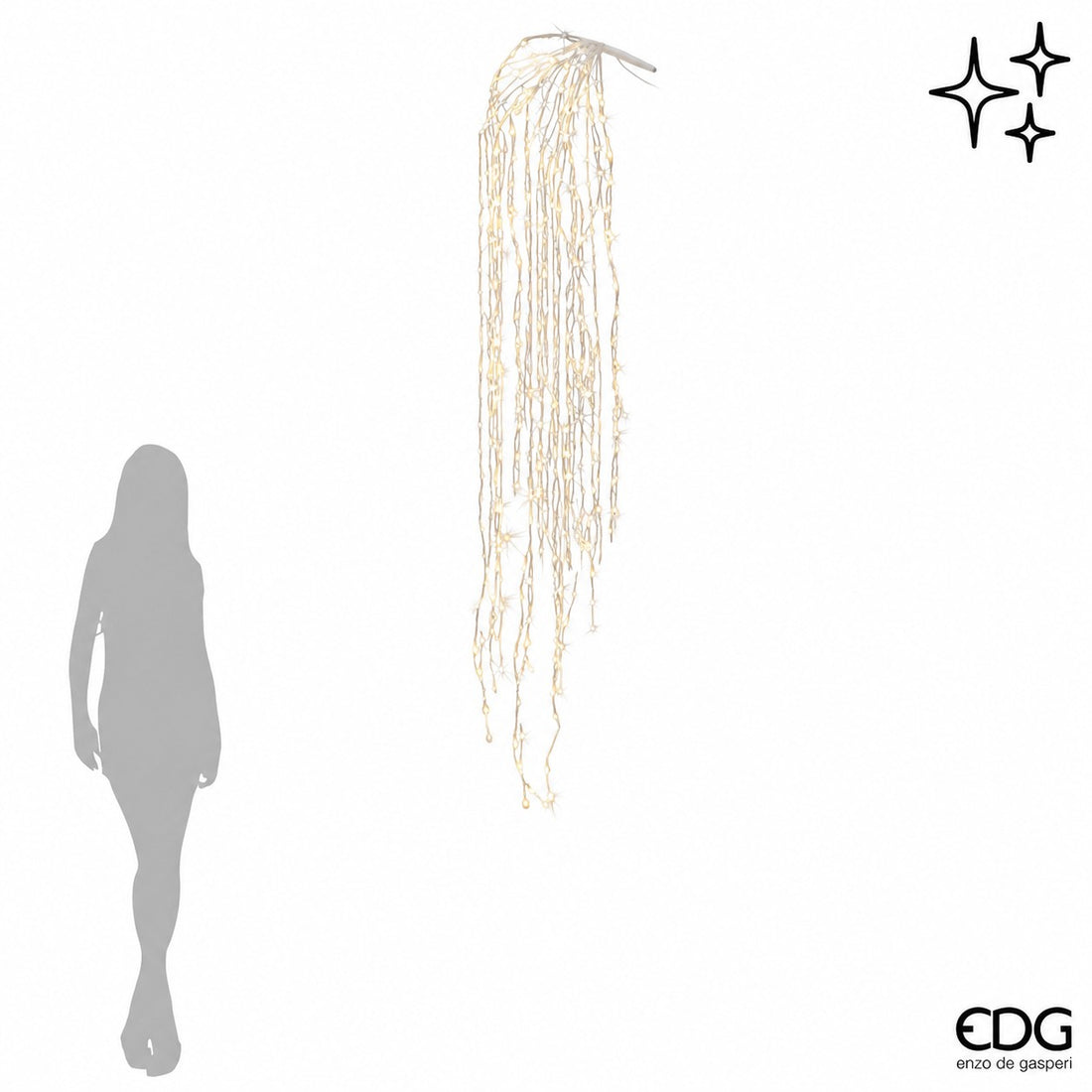 EDG Enzo De Gasperi Cascata Natalizia a Led 40 Fili 1.120 Luci L 240 Cm Cavo 10 Mt Avorio