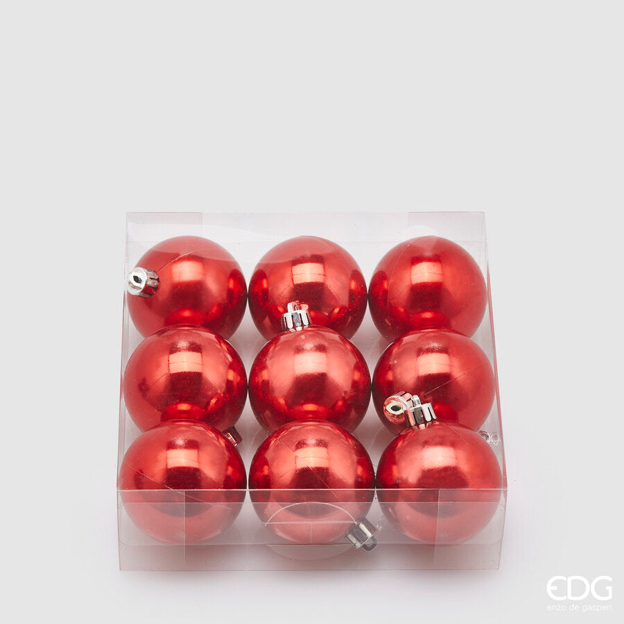 EDG Enzo De Gasperi Palline di Natale Rosse Perlate Ø6 cm – Set 9 Pezzi