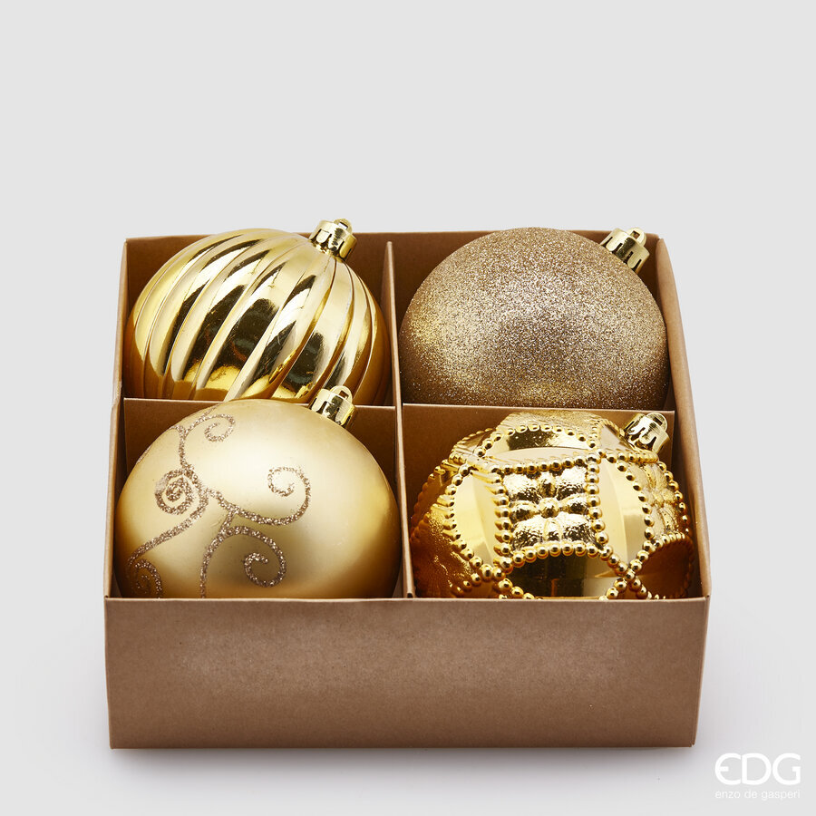 EDG Enzo De Gasperi Palla Natale Poly Mix D 10 Cm Cf 4 Pz Light Gold