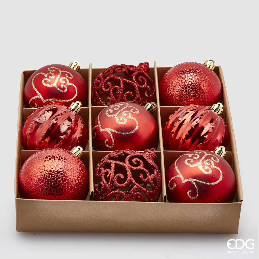 EDG Enzo De Gasperi Palla Natale Poly Mix D 8 Cm Cf 9 Pz Red