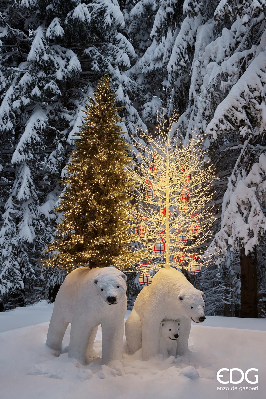 EDG Enzo De Gasperi Faggio Natale con Base 2.700 Led H 210 Cm D 100 Cm Gold