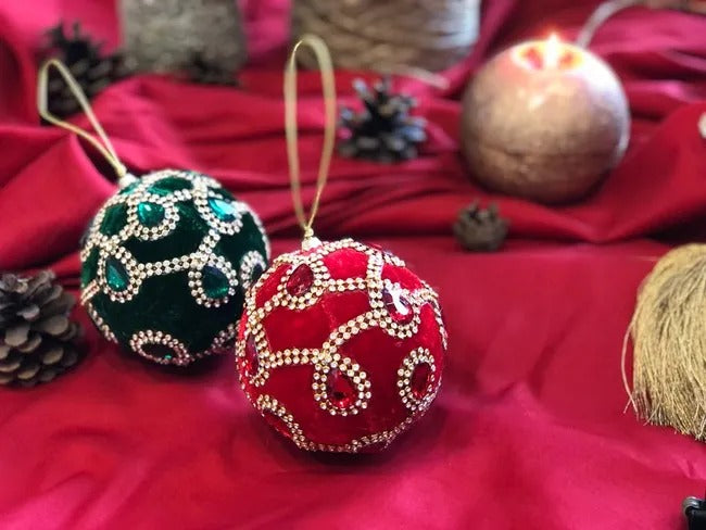 EDG Enzo De Gasperi Palla Natale Gemme Velluto D 10 Cm Dark Green 1 Pz