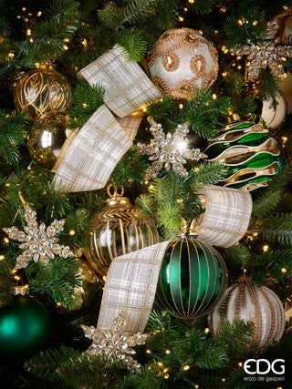 EDG Enzo De Gasperi Palla Natale Gemme Velluto D 10 Cm Dark Green 1 Pz