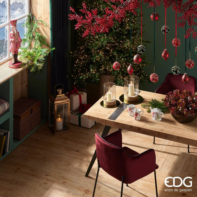 EDG Enzo De Gasperi Palla Natale Gemme Velluto D 10 Cm Dark Green 1 Pz