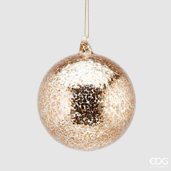 EDG Enzo De Gasperi Palla Natale Vetro Microglitter D 12 Cm Oro
