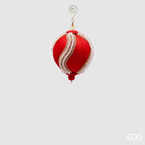 EDG Enzo De Gasperi Palla Natale Silk Perle D 12 Cm Rosso