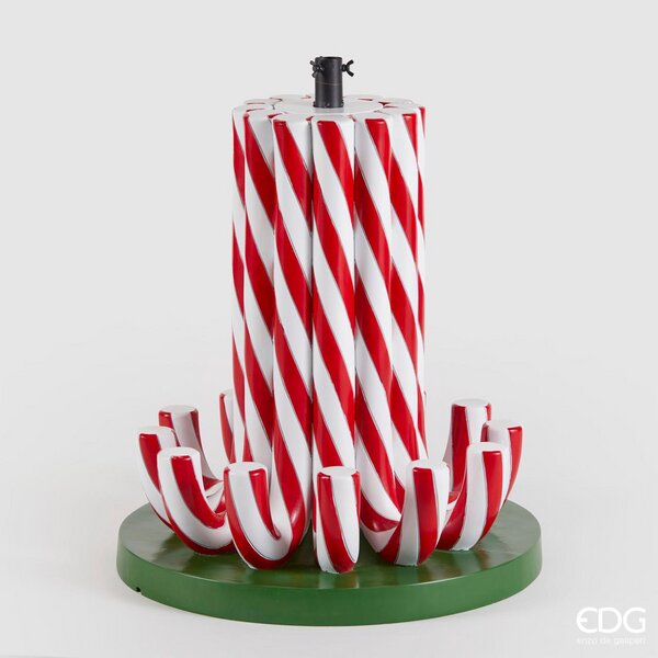 EDG Enzo De Gasperi Base Albero Natale Pino Candycane H 65 Cm D 60 Cm Verde Rosso