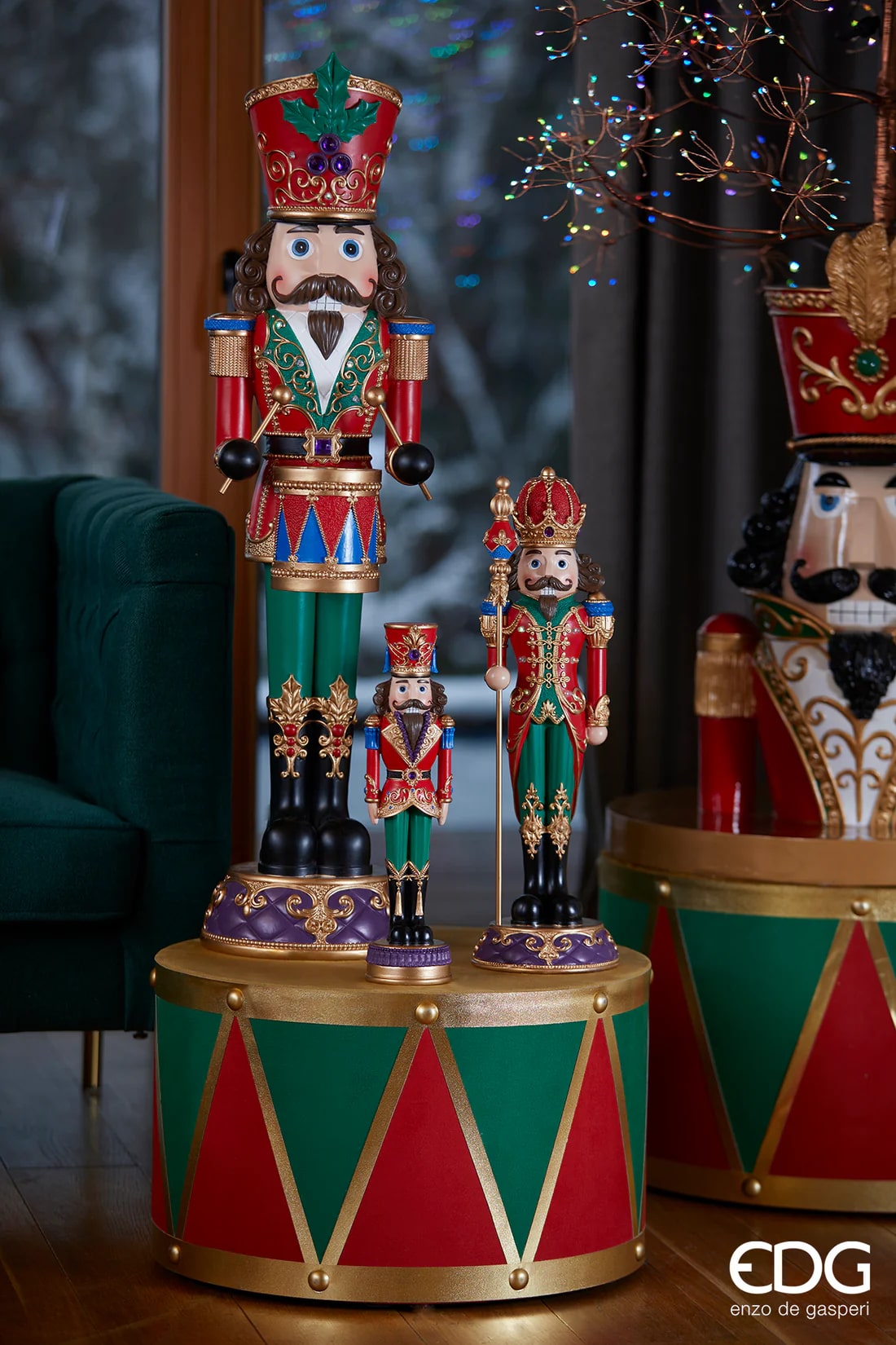 EDG Enzo De Gasperi Base per Albero Natale Soldatino per Pino H 66 Cm D 60 Cm Rosso Oro