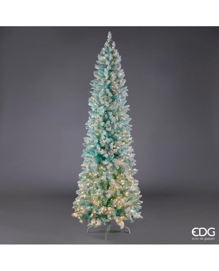 EDG Enzo De Gasperi Albero di Natale Pino Candy Innevato con 480 Led H 210 Cm D 78 Cm Tiffany