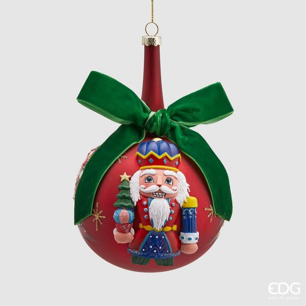 EDG Enzo De Gasperi Palla Natale Vetro Soldatino Neck D 10 Cm Red