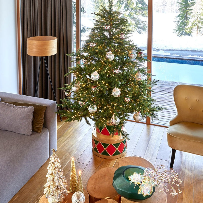 EDG Enzo De Gasperi Base per Albero Natale Tamburo per Pino H 49 Cm D 45 Cm 19 Kg Verde Rosso