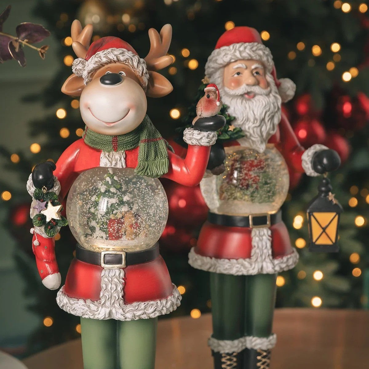 EDG Enzo De Gasperi Sferacqua Santa Claus Lantern with Led H 50 Cm D 13 Cm Green Red