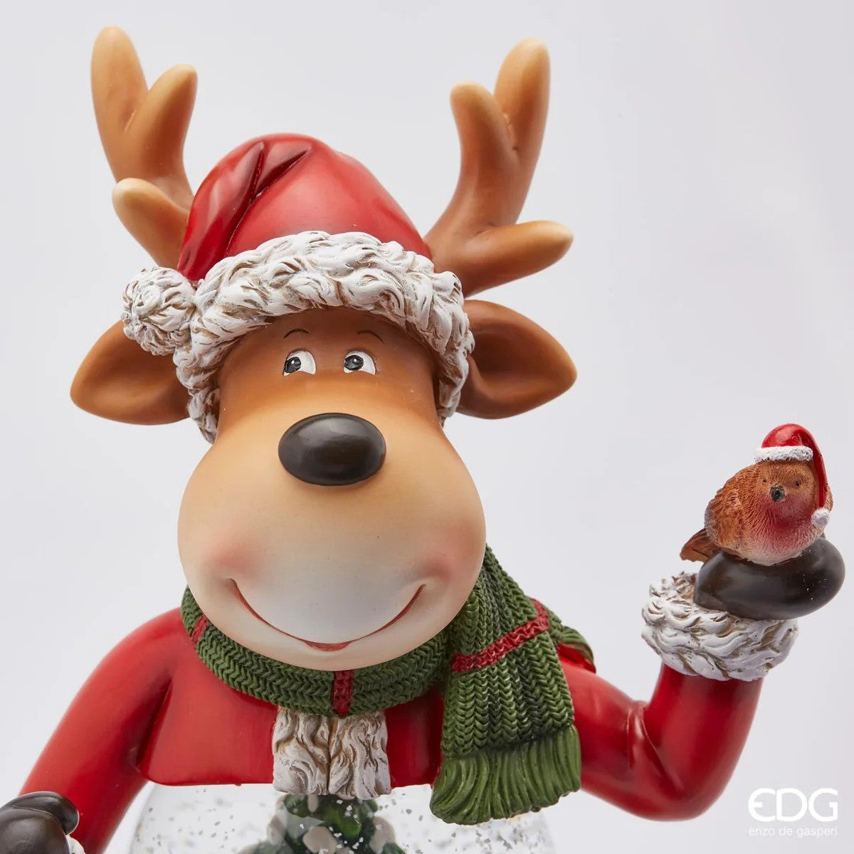 EDG Enzo De Gasperi Sferacqua Christmas Reindeer with LED H 50 Cm D 13 Cm Green Red