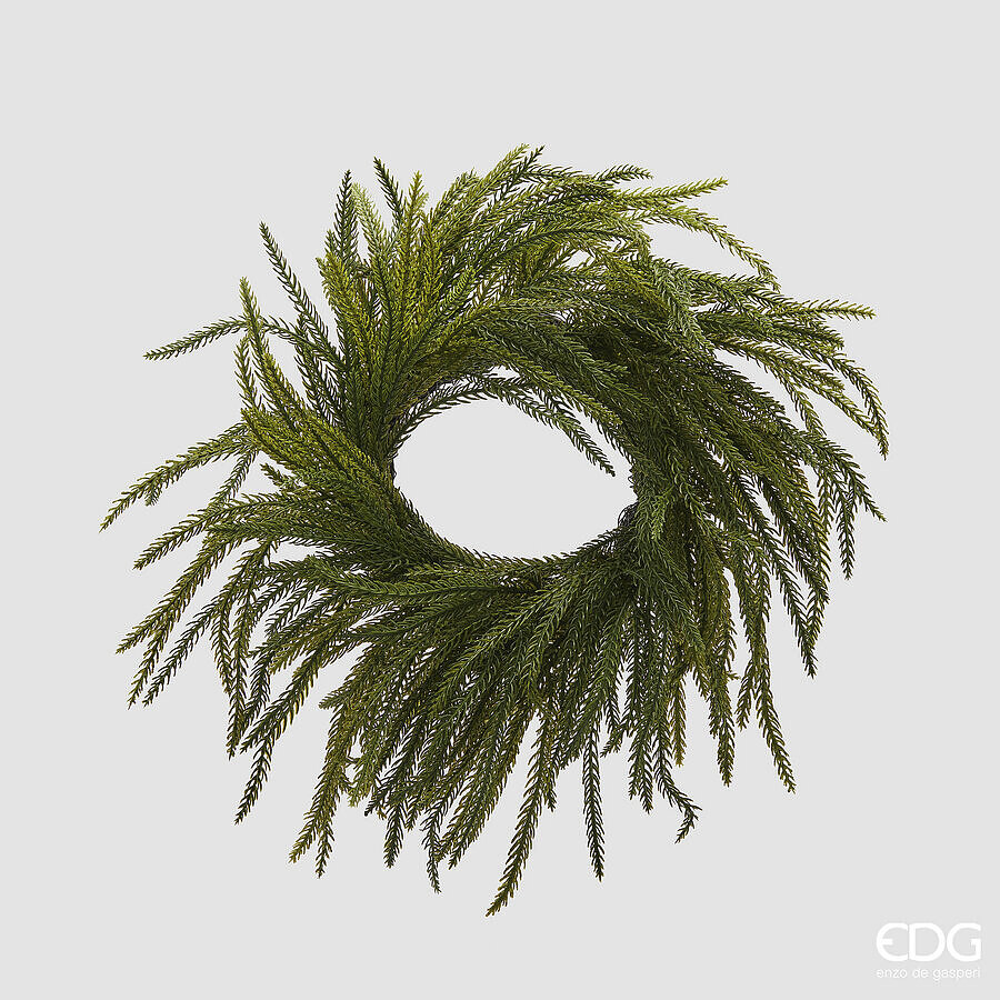 EDG Enzo De Gasperi Corona Natalizia in Cryptomeria Verde Ø35 cm – Ghirlanda Decorativa per Porte, Pareti e Addobbi di Natale