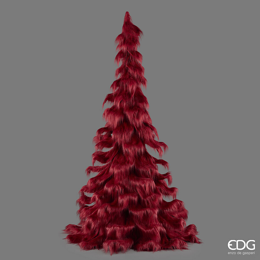 EDG Enzo De Gasperi Pino Furry Burgundy H250 Ø125 cm – Albero di Natale Decorativo