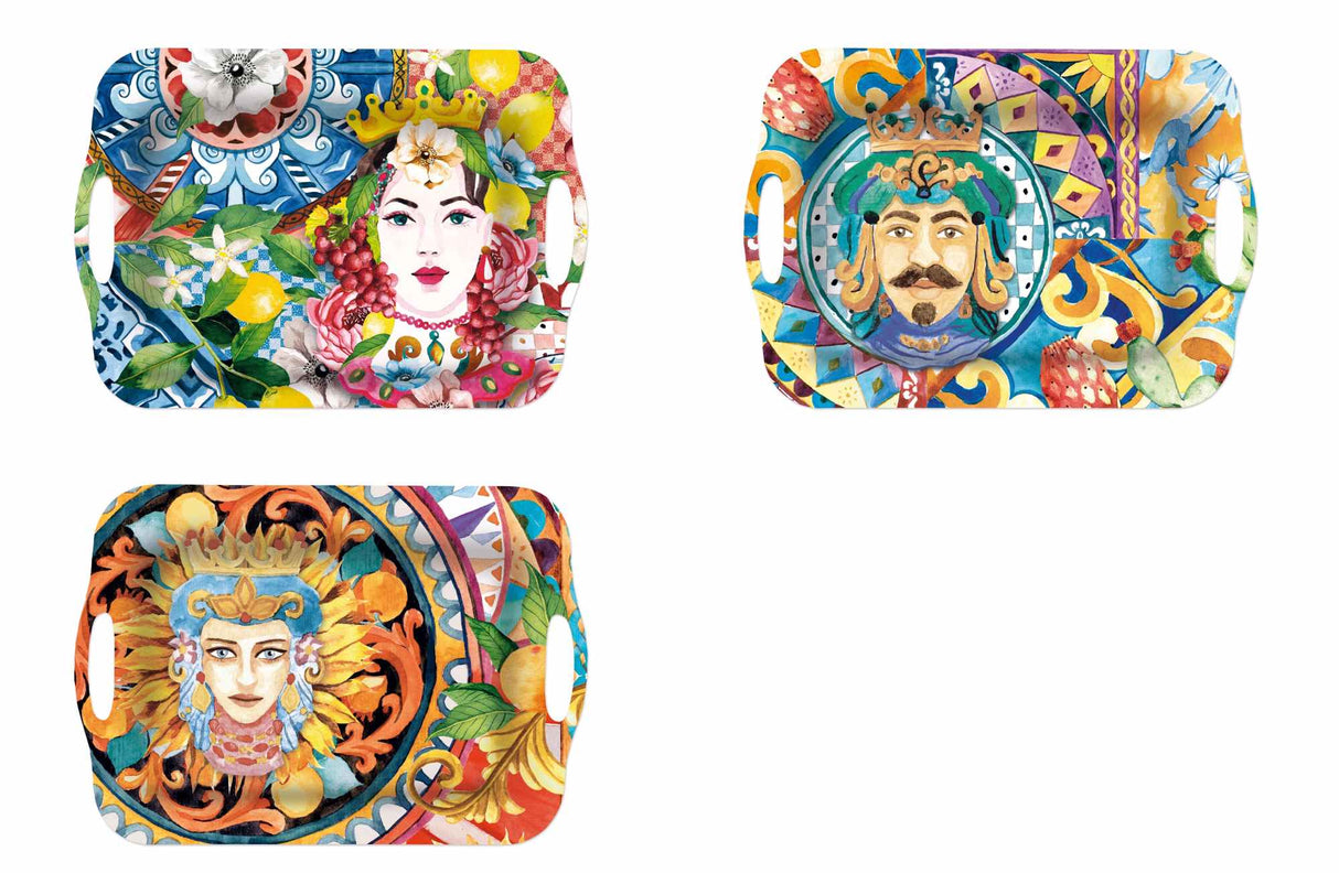 regalo italiano regalo italiano vassoio rettangolare melamina dec sicily ass h 25 cm 42 x 29 cm multicolor 1 pz ean 8021785714298