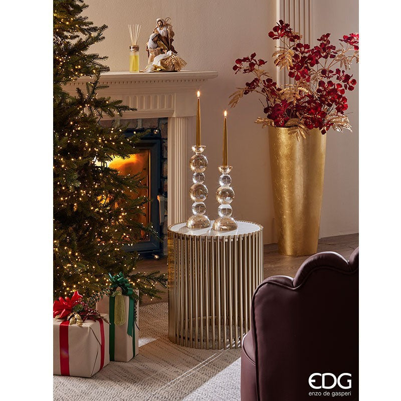 EDG Enzo De Gasperi Vaso Vetroresina Rotondo Bombato H 80 Cm D 37 Cm Waterproof Gold