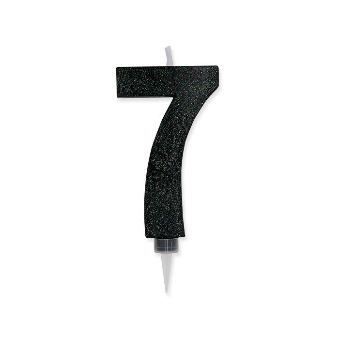 Big Party Candelina Numero 7 Max Cera Sweety Nero Glitter