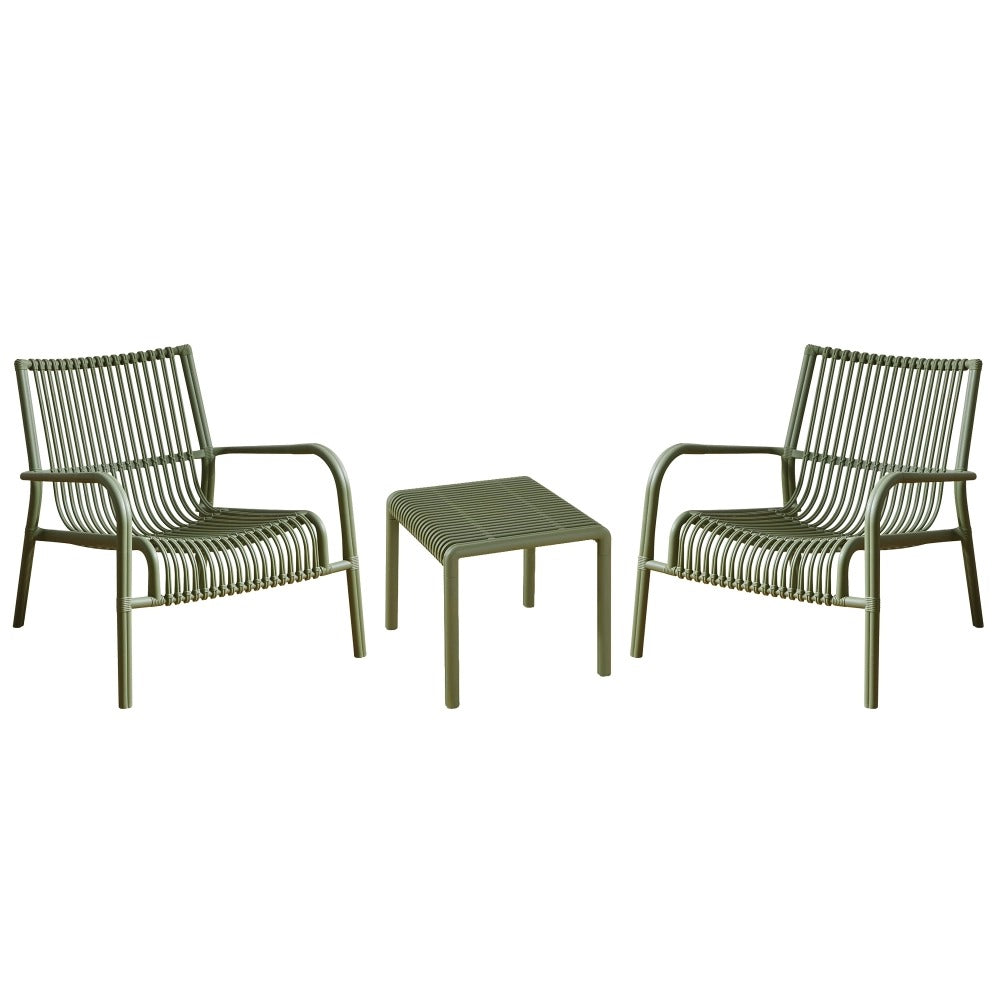 L'Arcolaio Set Giardino Ponza Verde: 2 Poltrone e Tavolino UV