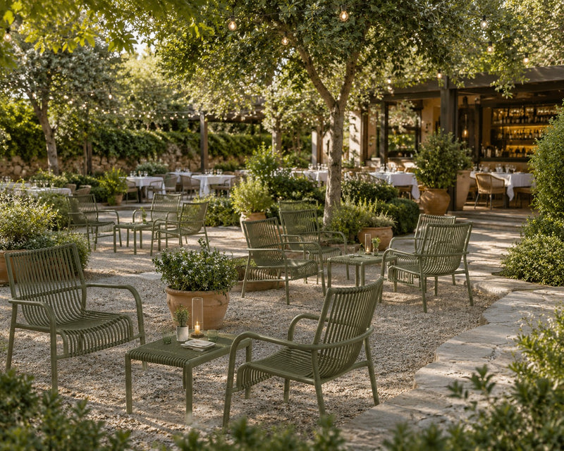 L'Arcolaio Set Giardino Ponza Verde: 2 Poltrone e Tavolino UV
