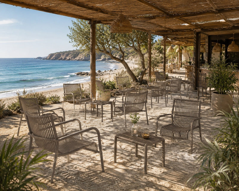 L'Arcolaio Set Giardino Ponza Tortora: 2 Poltrone e Tavolino UV