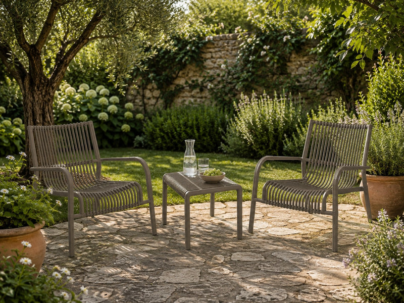 L'Arcolaio Set Giardino Ponza Tortora: 2 Poltrone e Tavolino UV