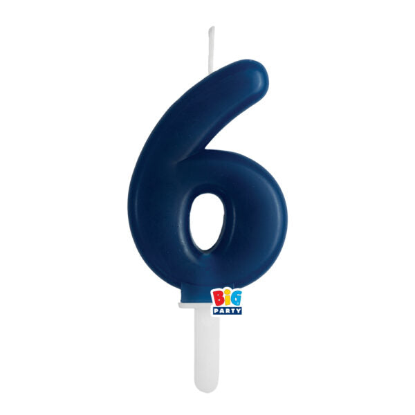 big party big party candelina tiny plump numero 6 cera 7 cm blu navy ean 8020834764864