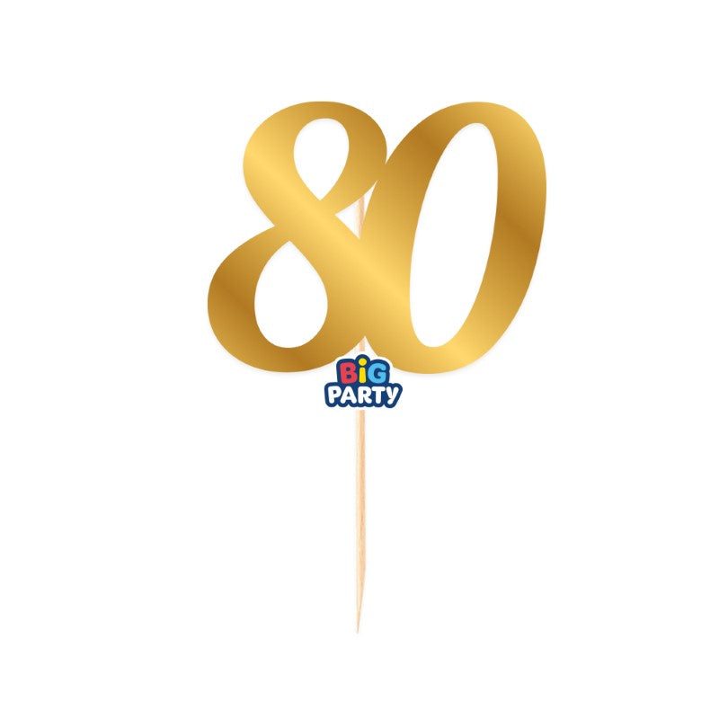 Big Party Mini Cake Topper Num. 80 Oro Metal
