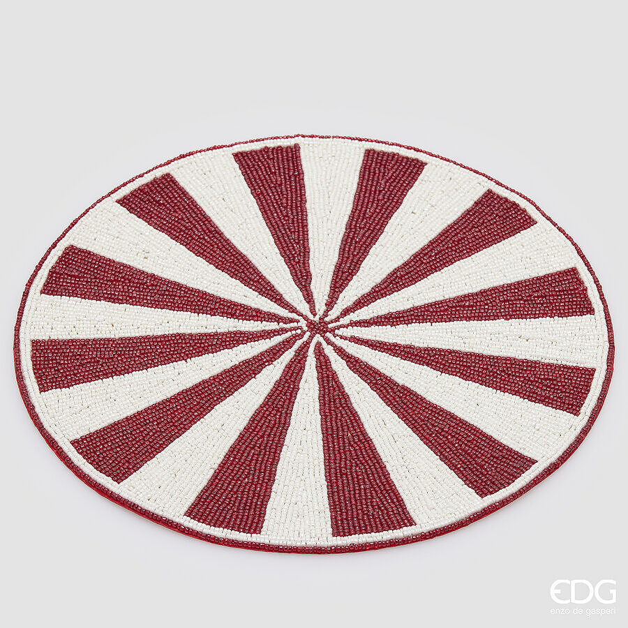 EDG Enzo De Gasperi Sottopiatto Natalizio Raggiera Ø36 cm Bianco Rosso – Decorazione Tavola di Natale
