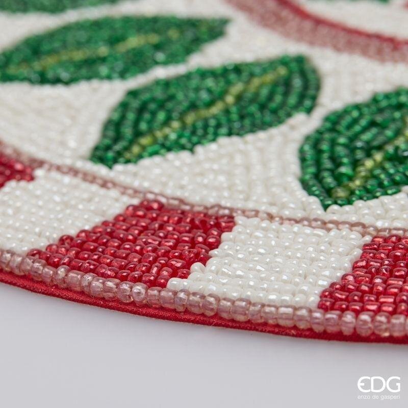 EDG Enzo De Gasperi Sottopiatto Rotondo Foglie Green Red Ø36 cm – Decorazione Tavola di Natale