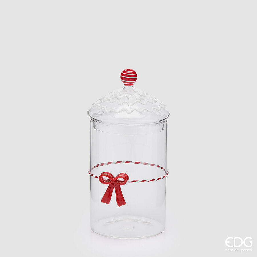 EDG Enzo De Gasperi Contenitore Cilindro con Fiocco Rosso H22 Ø10 cm – Decorazione Natalizia