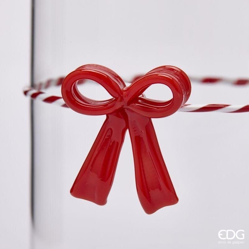 EDG Enzo De Gasperi Contenitore Cilindro con Fiocco Rosso H22 Ø10 cm – Decorazione Natalizia