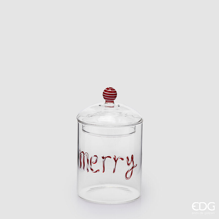 EDG Enzo De Gasperi Contenitore Cilindro Merry Christmas Rosso H16,5 Ø10 cm – Decorazione Natalizia