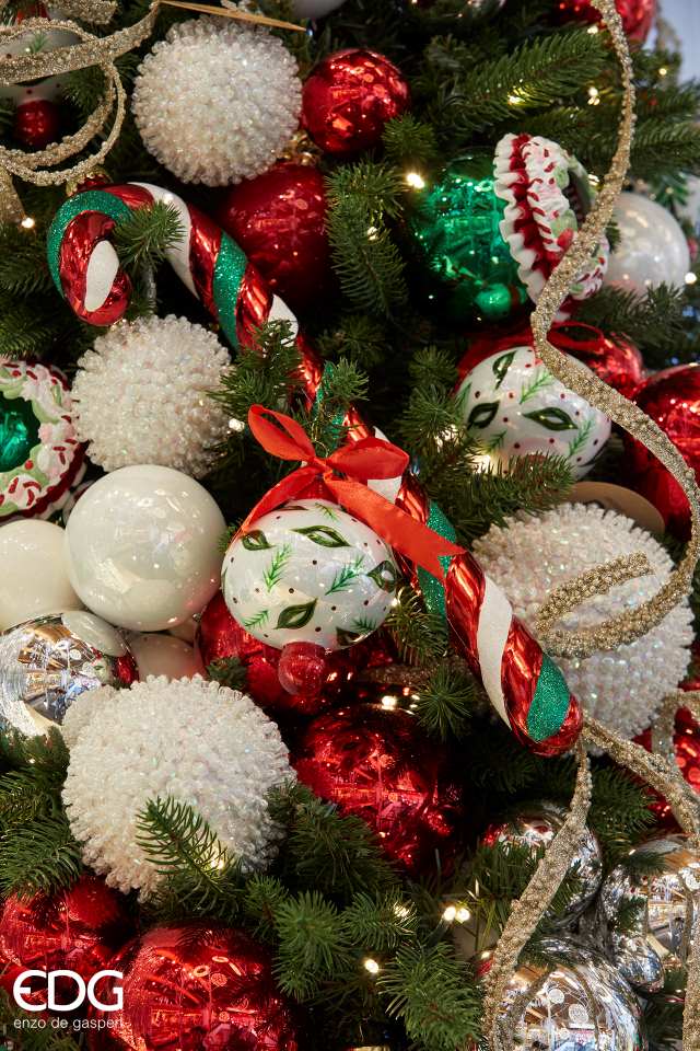 EDG Enzo De Gasperi Decoro Natale Candycane da Appendere H 39 Cm Green Red