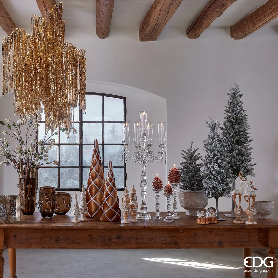 EDG Enzo De Gasperi Decoro Natale Renna Marzapane H 46 Cm Hazelnut