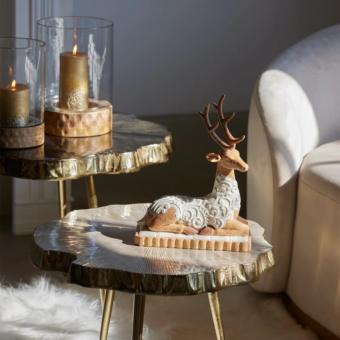 EDG Enzo De Gasperi Decoro Natale Renna Marzapane H 31 Cm L 23 cm L 11,5 Cm Hazelnut