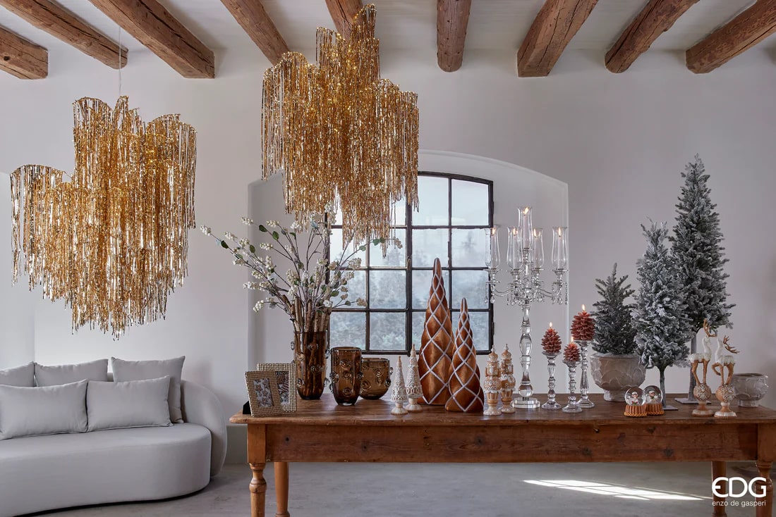 EDG Enzo De Gasperi Decoro Natale Cono Marzapane H 29 Cm D 9 Cm Hazelnut