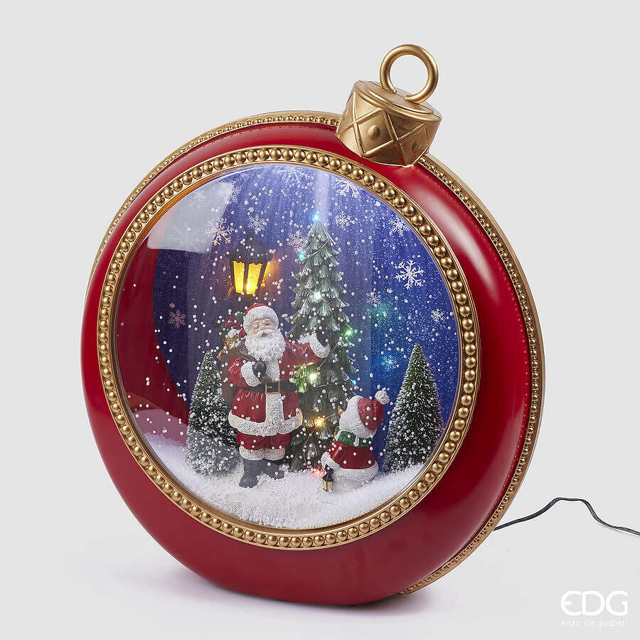EDG Enzo De Gasperi Diorama Babbo Natale con Pino Palla MiniLed H 46 Cm L 40 Cm L 15 Cm Red Gold