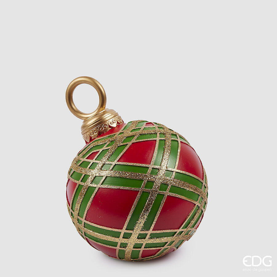 EDG Enzo De Gasperi Decoro Natale Palla H 27 Cm D 22 Cm Verde Rosso