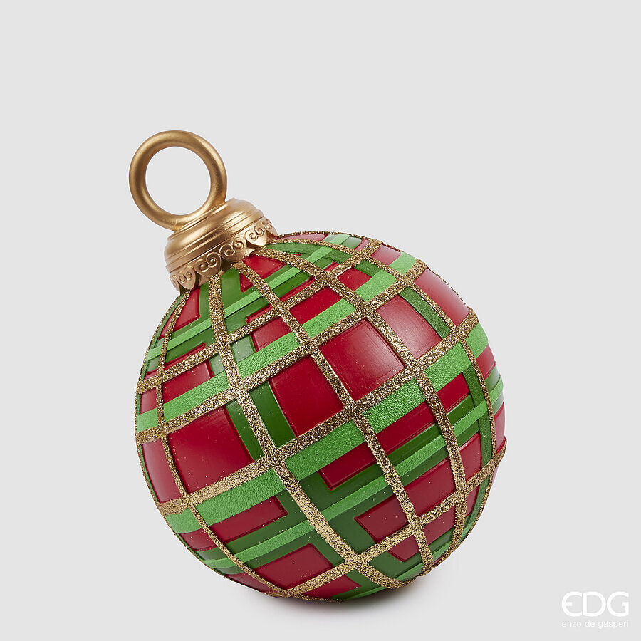 EDG Enzo De Gasperi Decoro Natale Palla H 30,5 Cm D 25 Cm Verde Rosso
