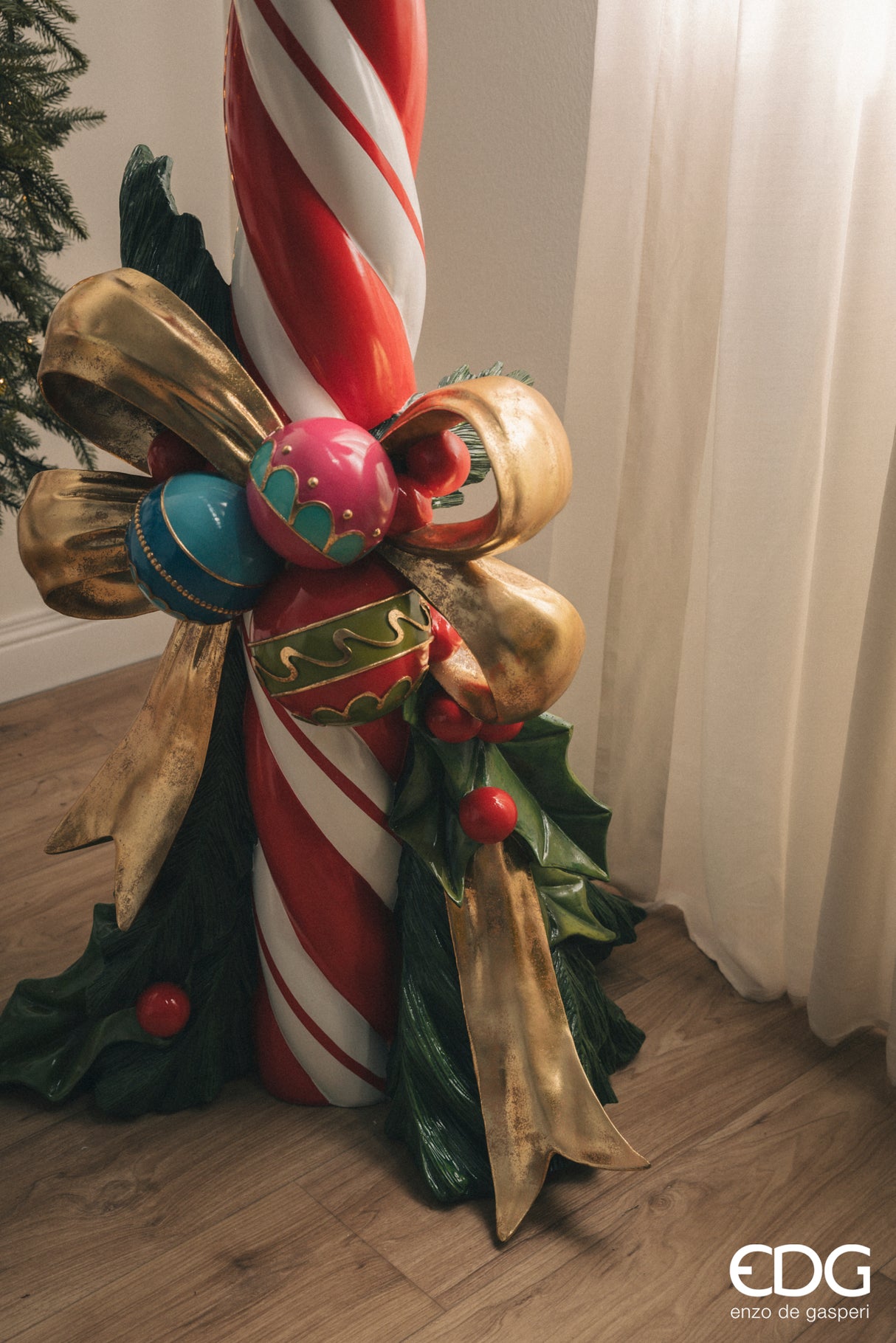 EDG Enzo De Gasperi Decoro Natale Candycane H 137 Cm L 66 Cm L 51 Cm Green Red
